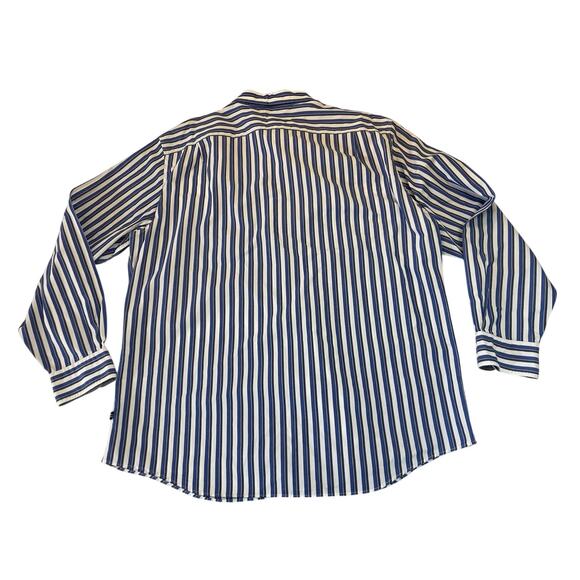 Nautica Classic Fit Long Sleeve Blue Striped Button Down Shirt - Size Men's XL - Picture 7 of 8